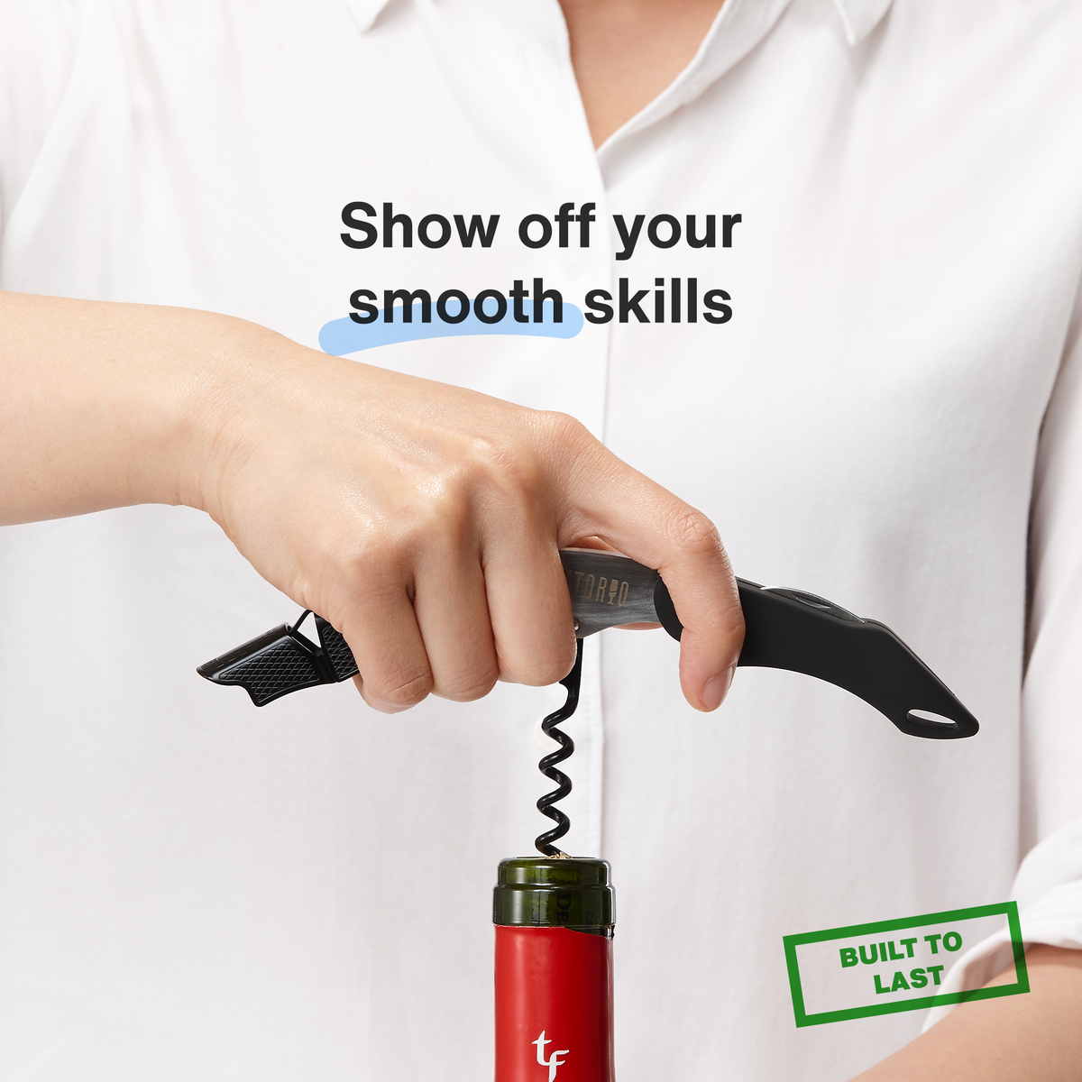 Vintorio Professional Waiters Corkscrew - Wine Key with Ergonomic Rubber Grip, Beer Bottle Opener and Foil Cutter…