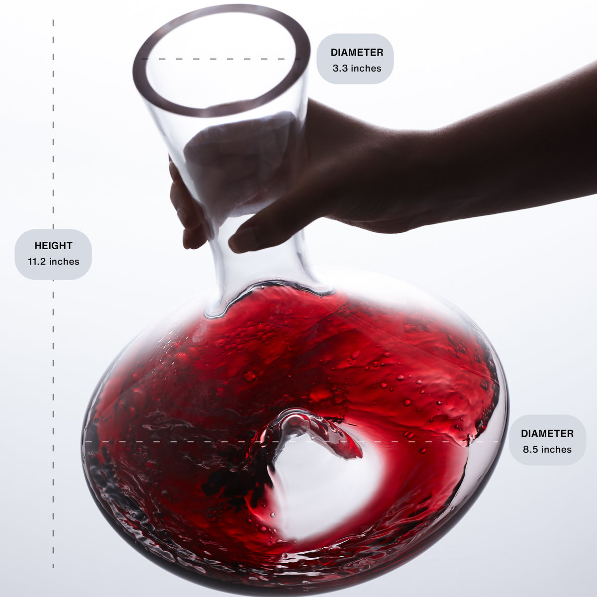 Vintorio Citadel Crystal Wine Decanter - Dimensions