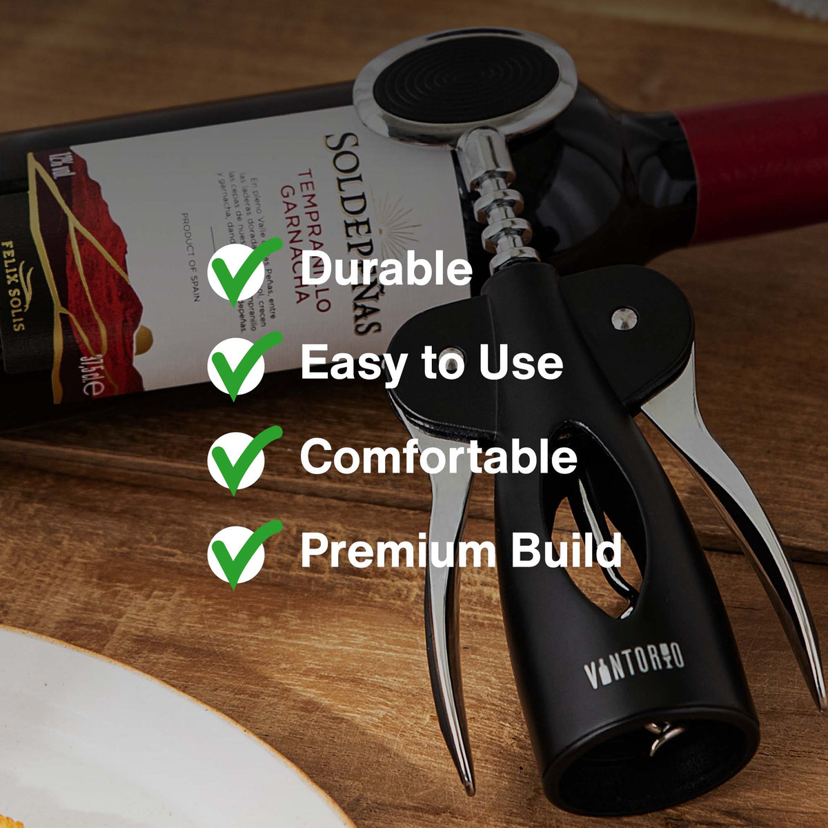 Vintorio Easy Wing Corkscrew - Durable, easy-to-use, and premium comfort