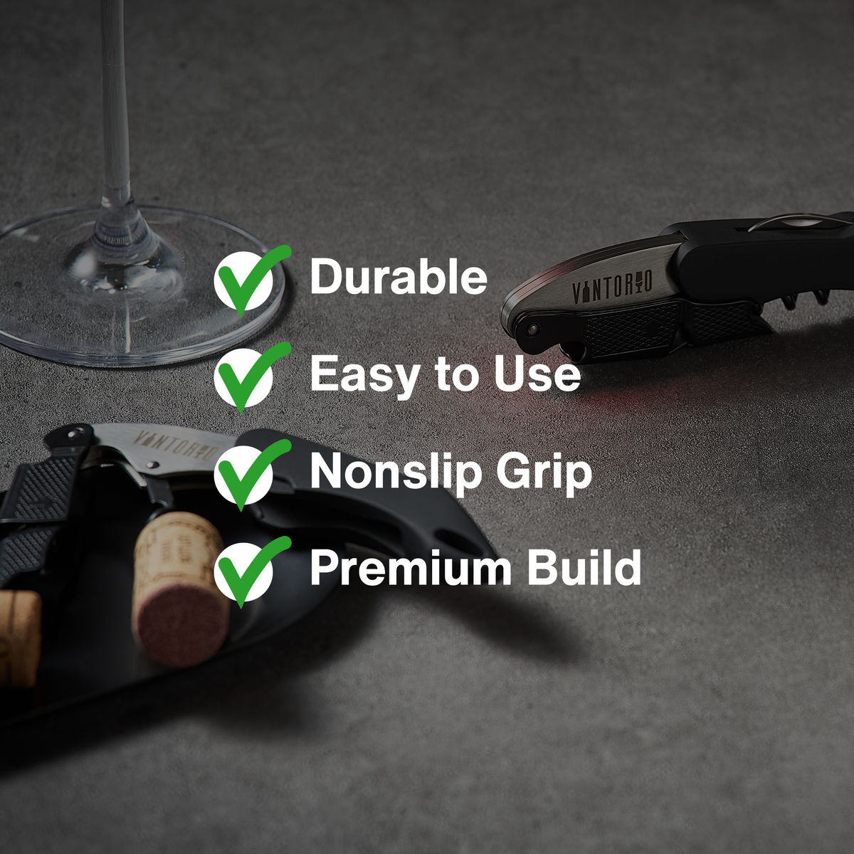 Vintorio Professional Waiters Corkscrew - Wine Key with Ergonomic Rubber Grip, Beer Bottle Opener and Foil Cutter…