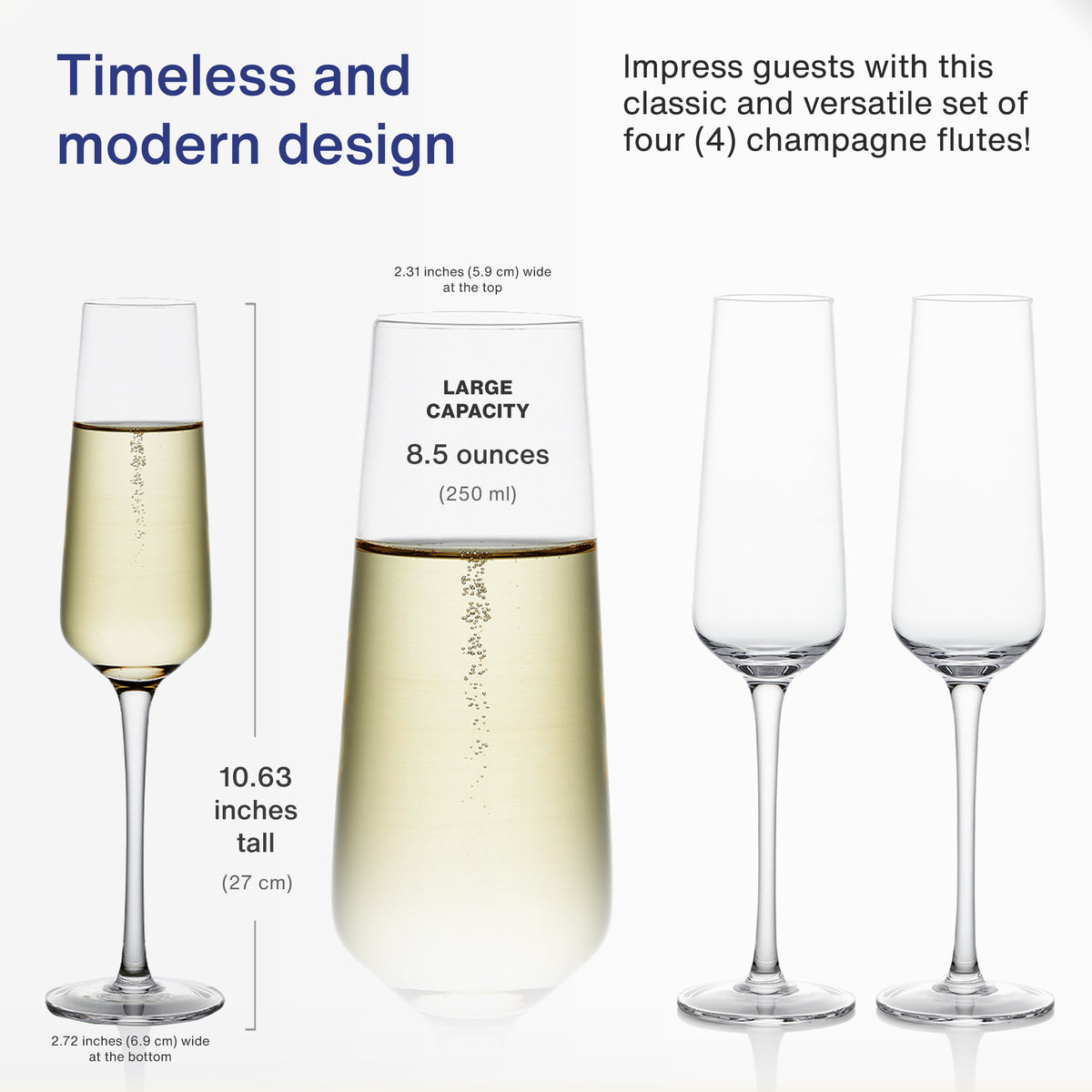 Vintorio GoodGlassware Champagne Flutes - Timeless and modern design to impress