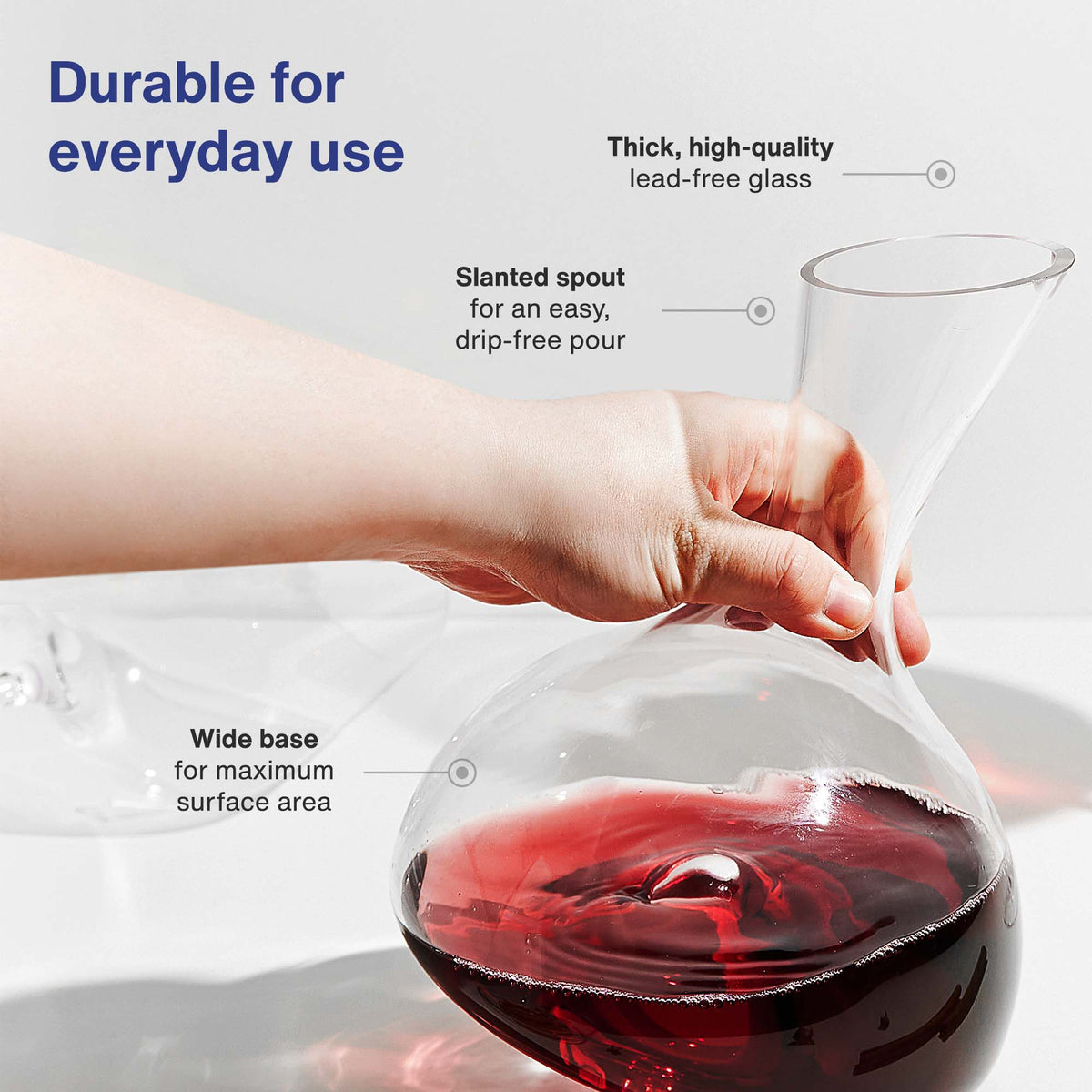 Vintorio GoodGlassware Personal Wine Decanter - Slanted spout and easy pour
