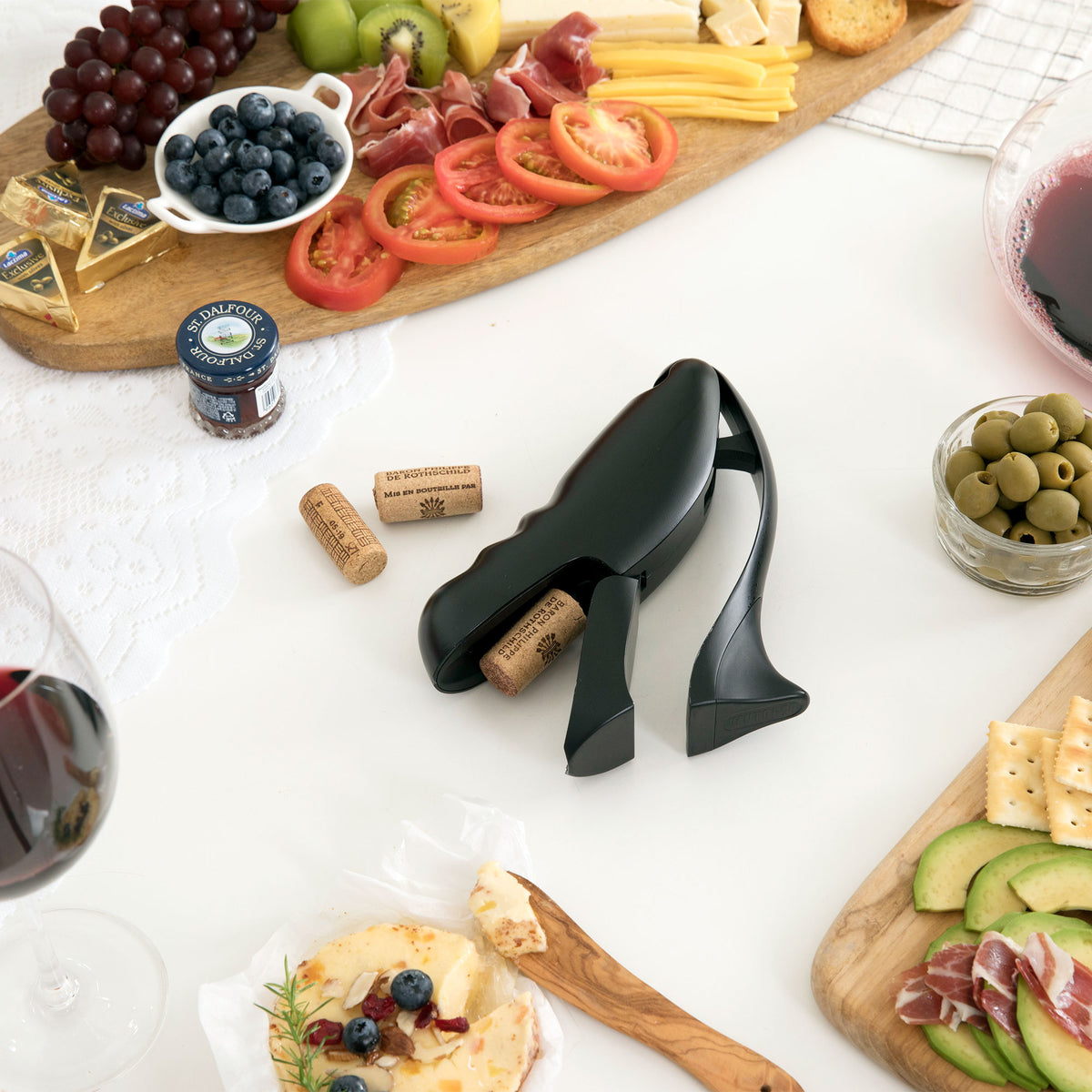 Stiletto Wine Opener by Vintorio - Steel Vertical Lever Corkscrew with Metal Body and Extra Spiral