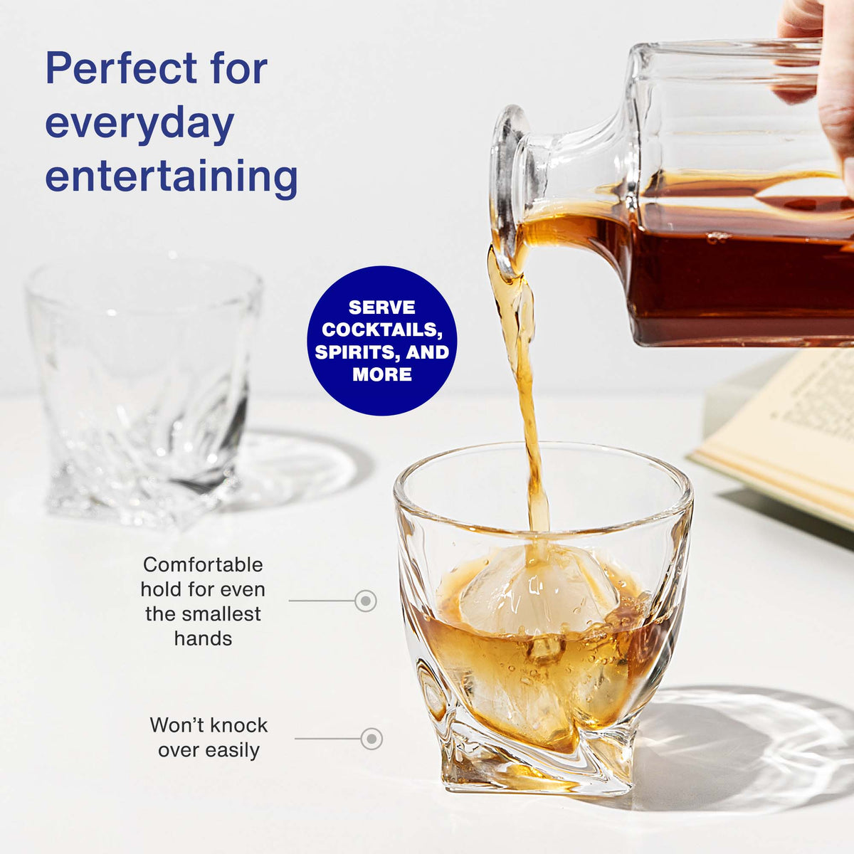 Vintorio GoodGlassware Curved Whiskey Glasses (Set of 4) - Perfect for everyday entertaining