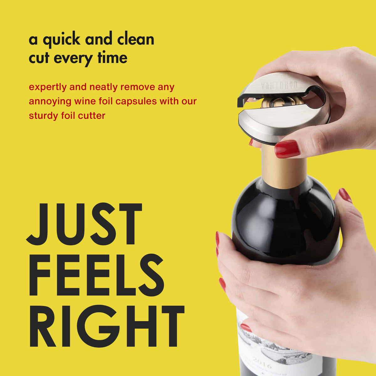 Vintorio Wine Seal Cutter - Cut Through Tough Wine Foils with Ease - Metal Plated Body, Sharp Blades…