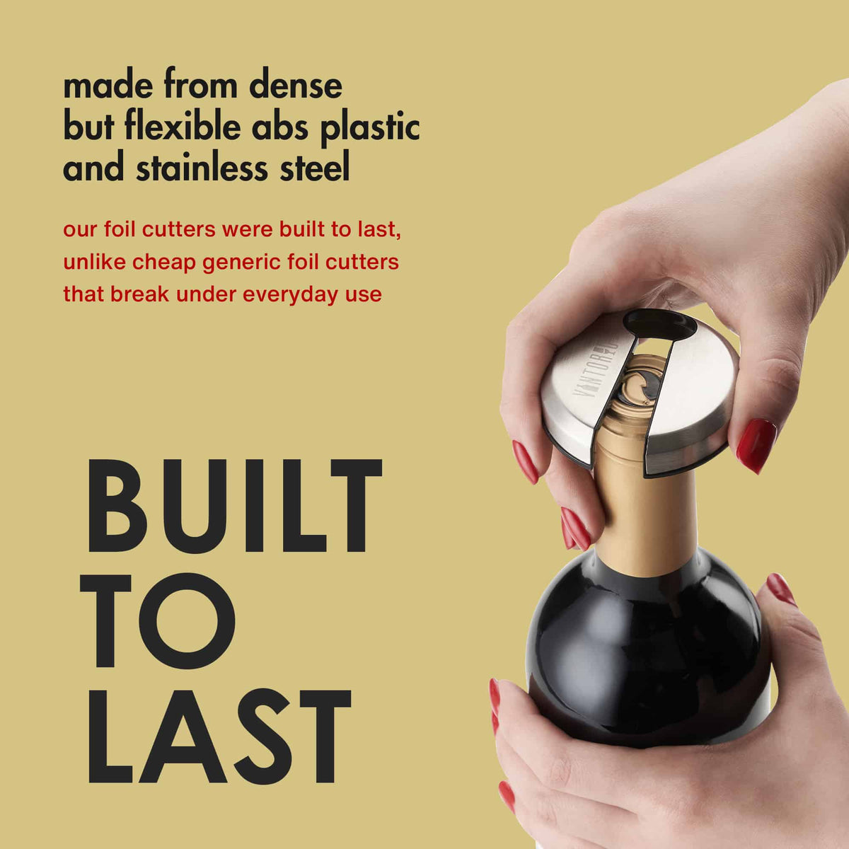 Vintorio Wine Foil Cutter - Cut Through Tough Wine Foils with Ease - Metal Plated Body, Sharp Blades…