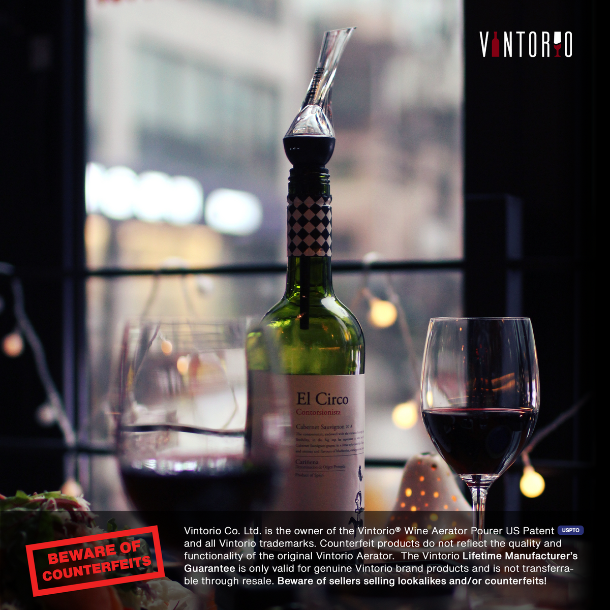 Vintorio Wine Aerator Pourer Bundle (2 Pack, Silver and Black)