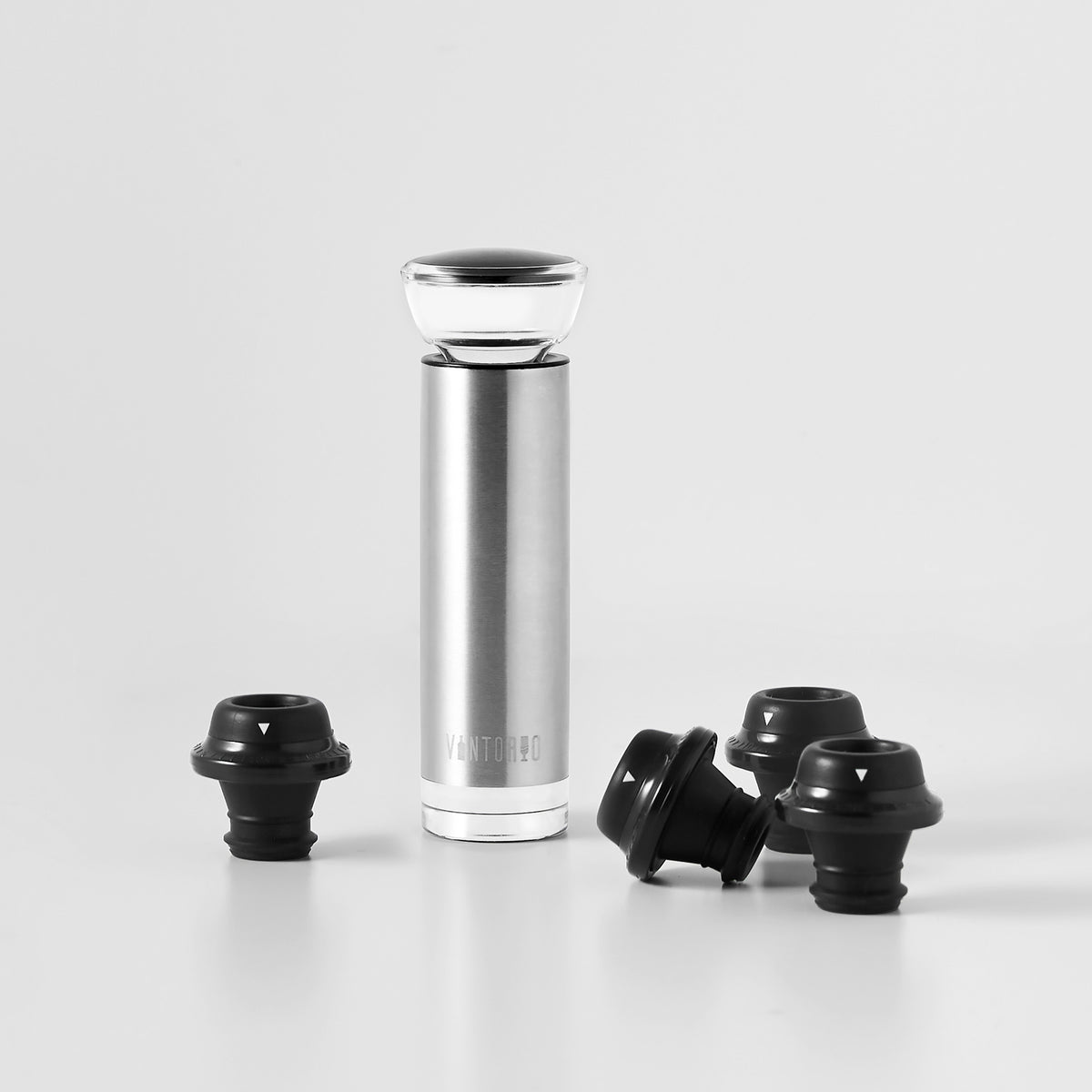 Vintorio Vacuum Wine Stopper (1 Pump Wine Saver and 4 Reusable Bottle Stoppers)