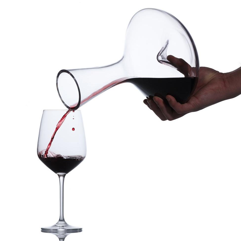 Pouring Red Wine through the Vintorio Citadel Crystal Wine Decanter